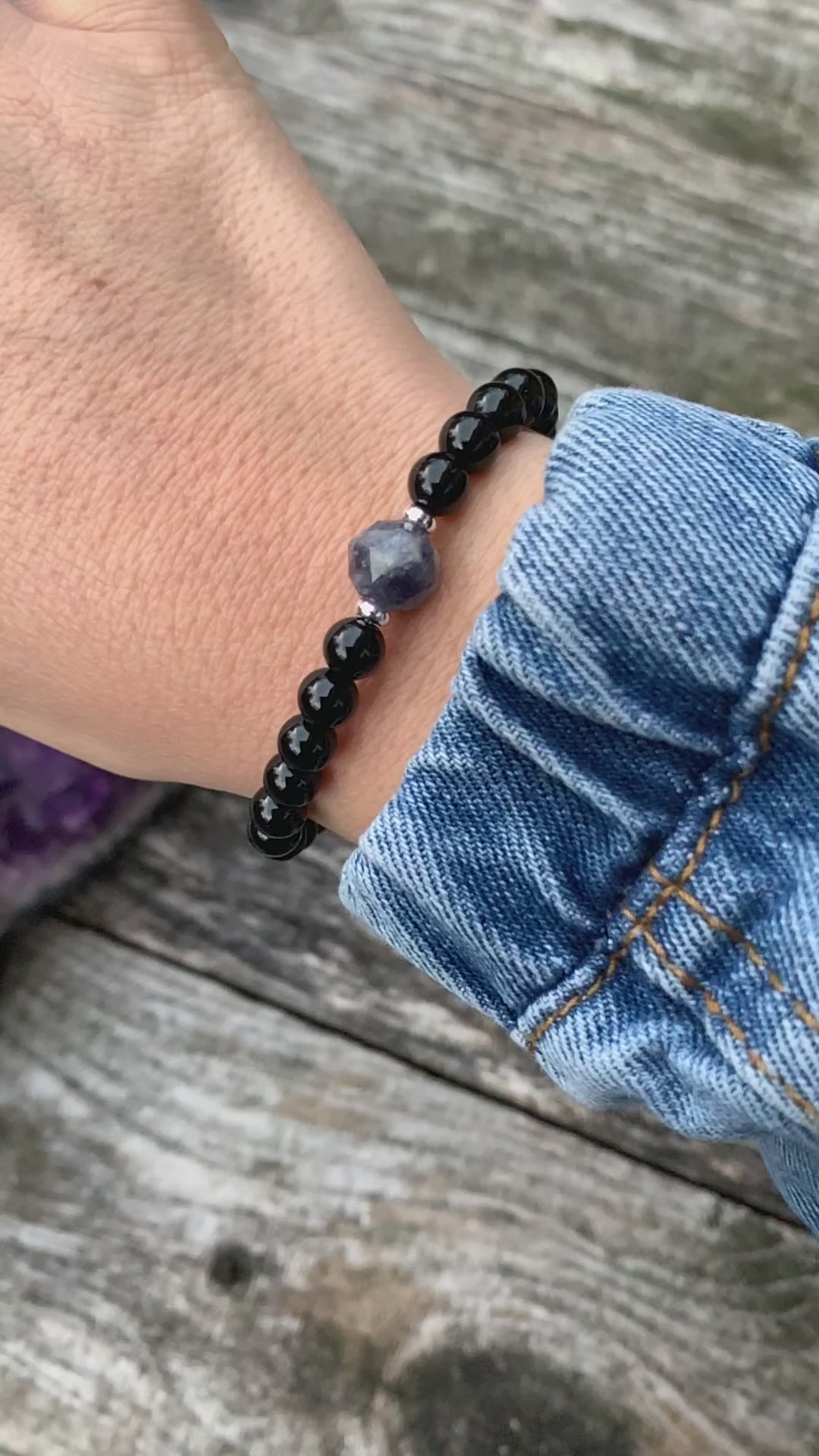 Iolite & Onyx Bracelet